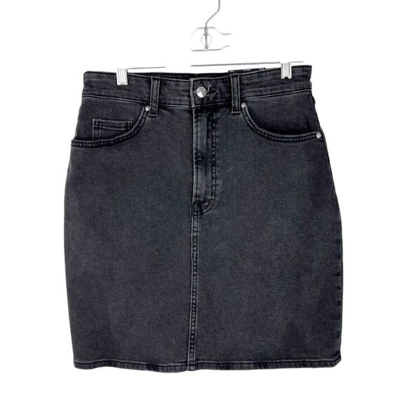 Divided H&M High Waist Mom Skirt Women 6 Black Denim A-Line Mini Casual NWT - Picture 1 of 11